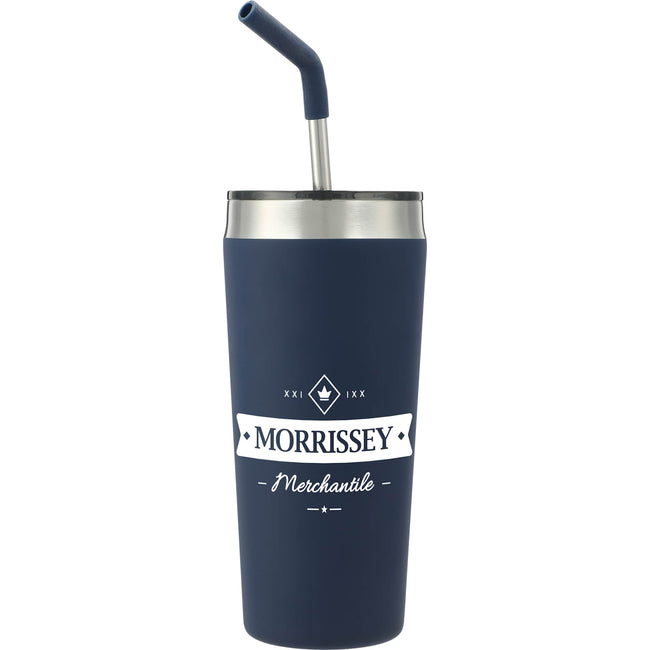 Faye Insulated Tumbler with Steel Straw, 20 oz Full Color