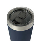 Faye Insulated Tumbler with Steel Straw, 20 oz - Navy - Left Angle
