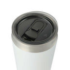 Faye Insulated Tumbler with Steel Straw, 20 oz - White - Left Angle