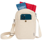 FEED Crossbody Bag in GOTS Organic Cotton - Natural - Front Propped