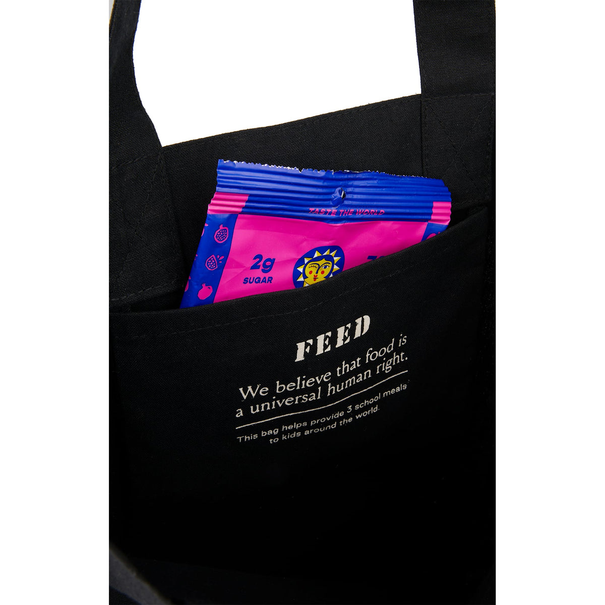FEED Gusseted Organic Cotton Book Tote - Black - Detail 2