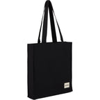 FEED Gusseted Organic Cotton Book Tote Embroidery - Black - Right Angle