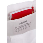FEED Gusseted Organic Cotton Book Tote Embroidery - White - Detail 2