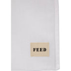 FEED Gusseted Organic Cotton Book Tote Embroidery - White - Detail