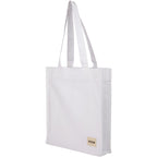 FEED Gusseted Organic Cotton Book Tote Embroidery - White - Left Angle