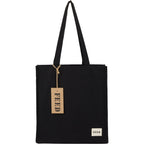 FEED Gusseted Organic Cotton Book Tote Transfer - Black - Front Tag