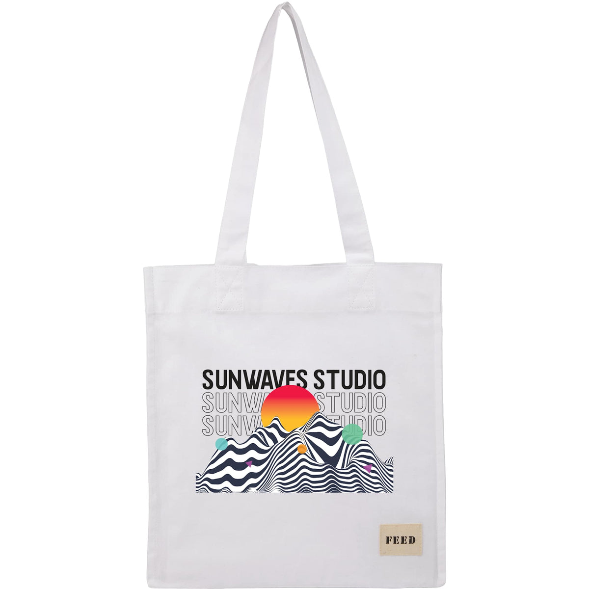 FEED Gusseted Organic Cotton Book Tote Transfer - White - Front