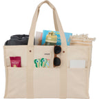 FEED Large Organic Market Tote with Three Pockets Transfer - Natural - Propped