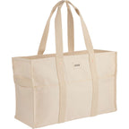 FEED Large Organic Market Tote with Three Pockets Transfer - Natural - Right Angle
