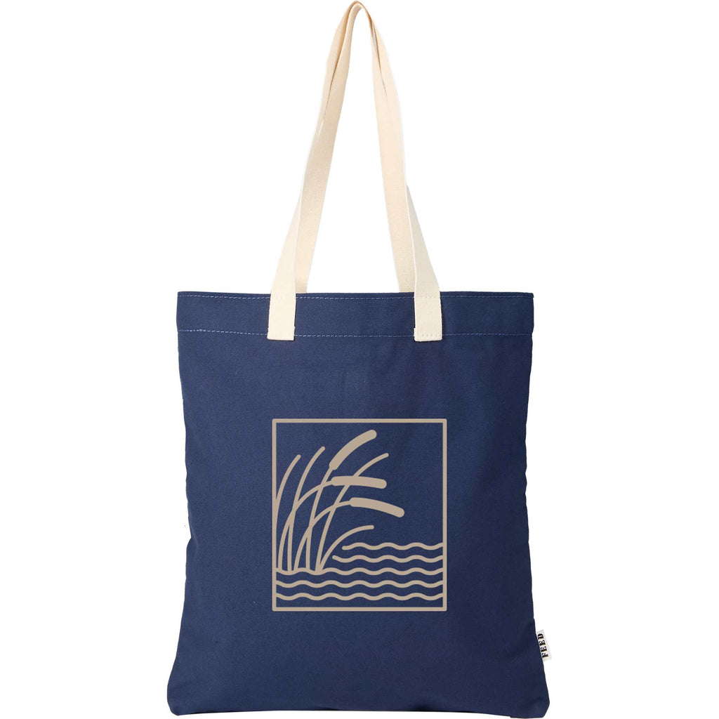 FEED Organic Convention Tote with Pen Loop Transfer - Navy - Front