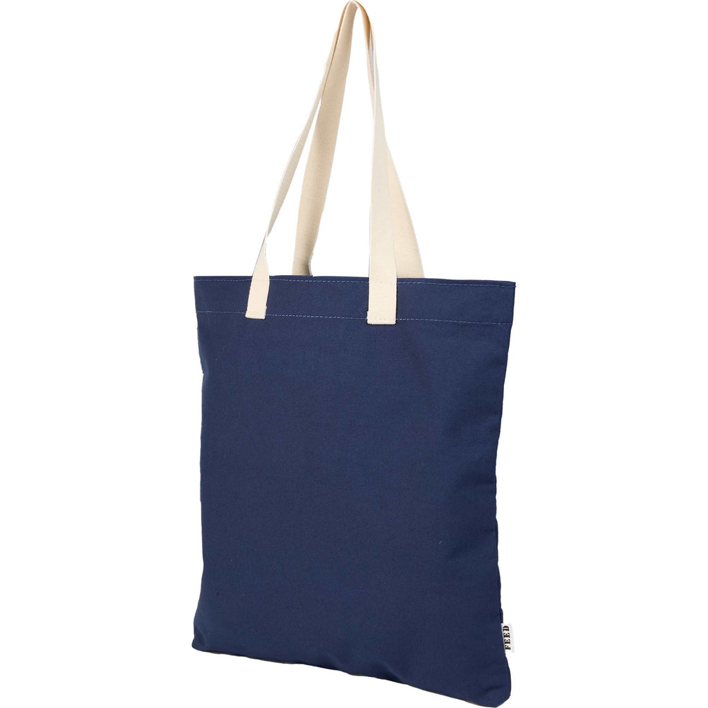 FEED Organic Convention Tote with Pen Loop Transfer - Navy - Left Angle