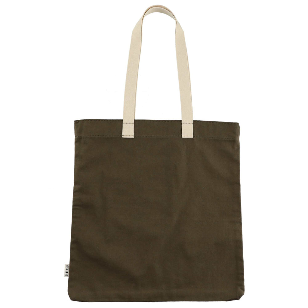FEED Organic Convention Tote with Pen Loop Transfer - Olive - Back