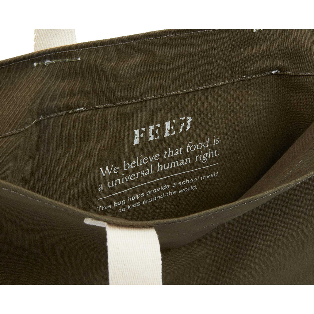 FEED Organic Convention Tote with Pen Loop Transfer - Olive - Detail Reshoot