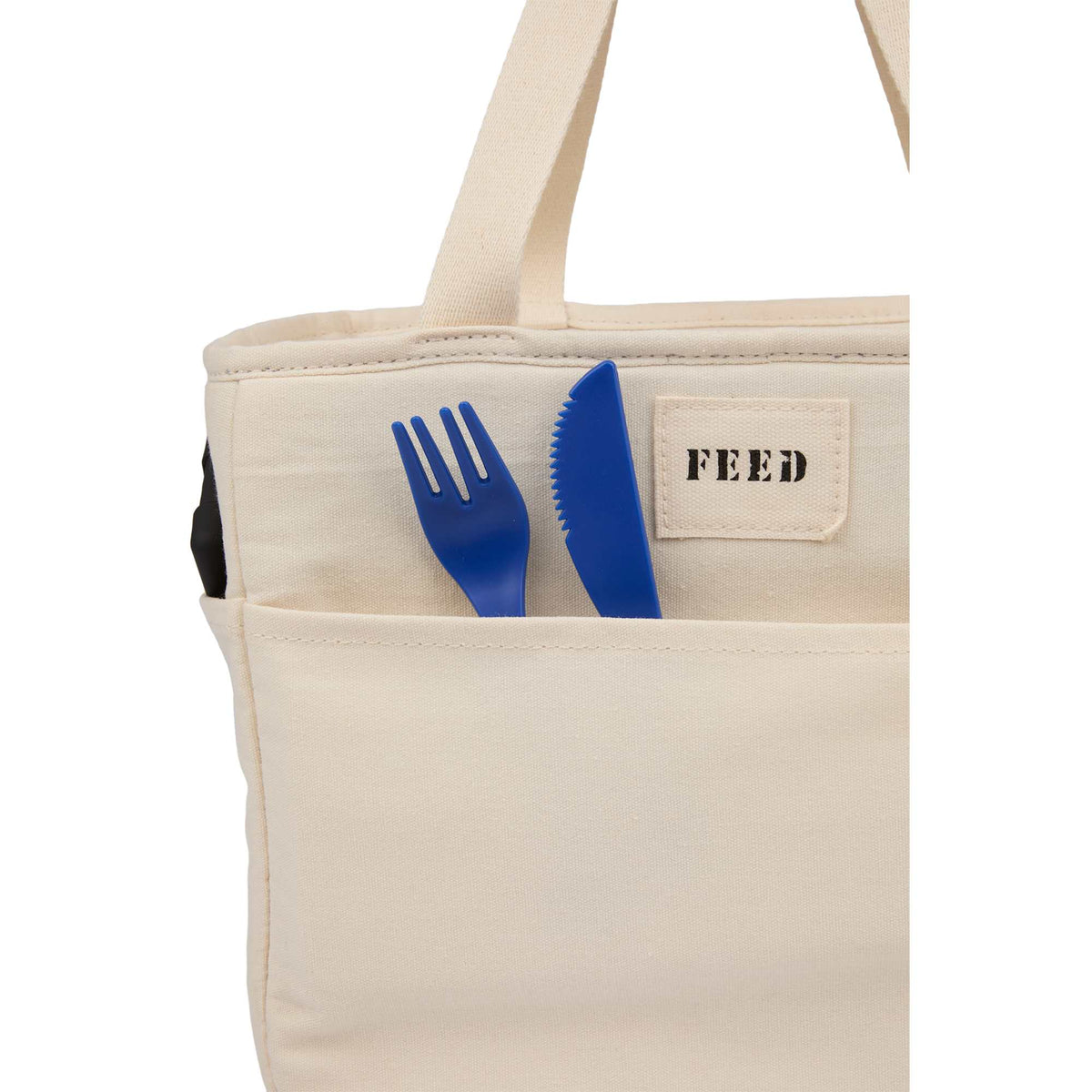 FEED Organic Cotton Lunch Cooler for 9 Cans Embroidery - Natural - Detail 2