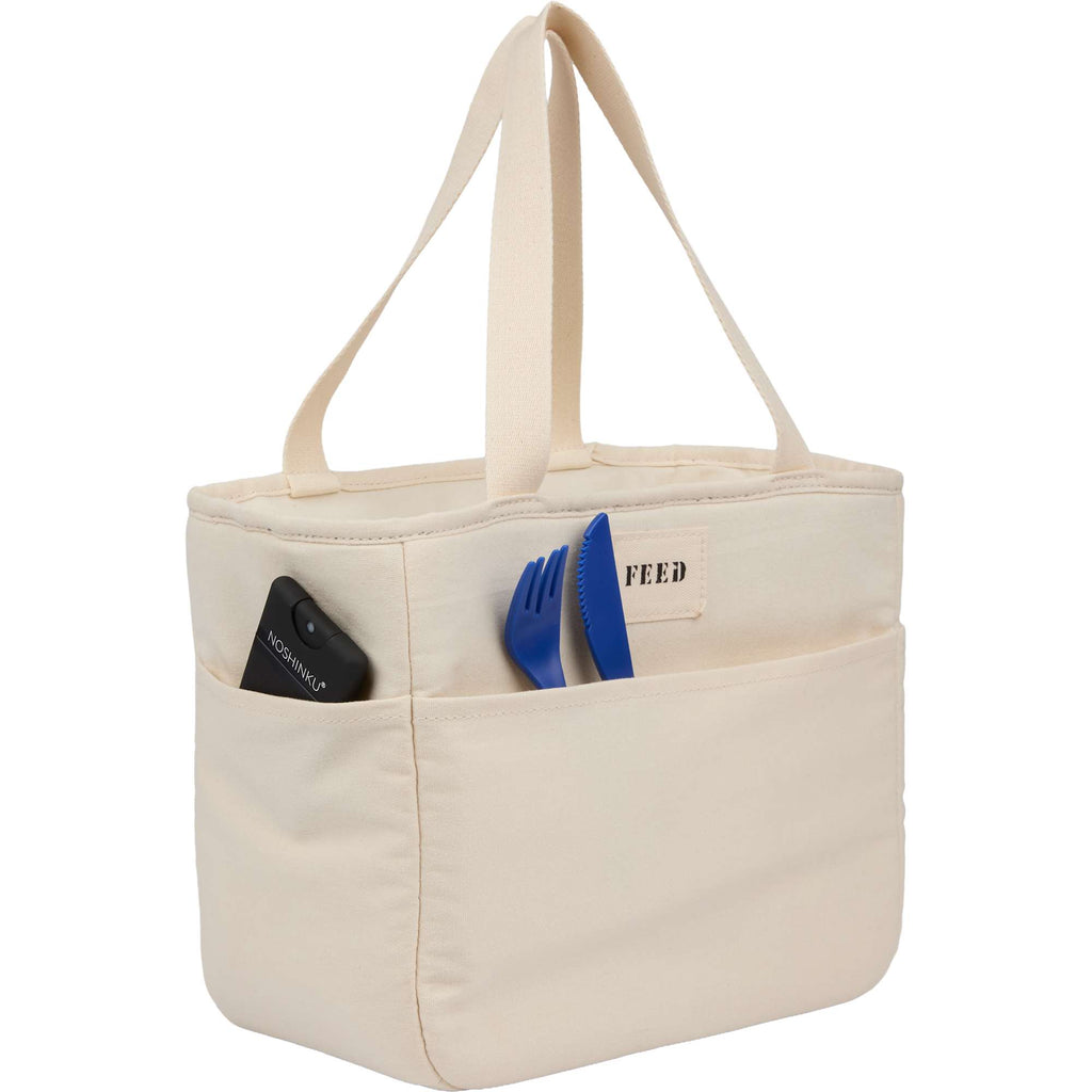 FEED Organic Cotton Lunch Cooler for 9 Cans Embroidery - Natural - Detail 3