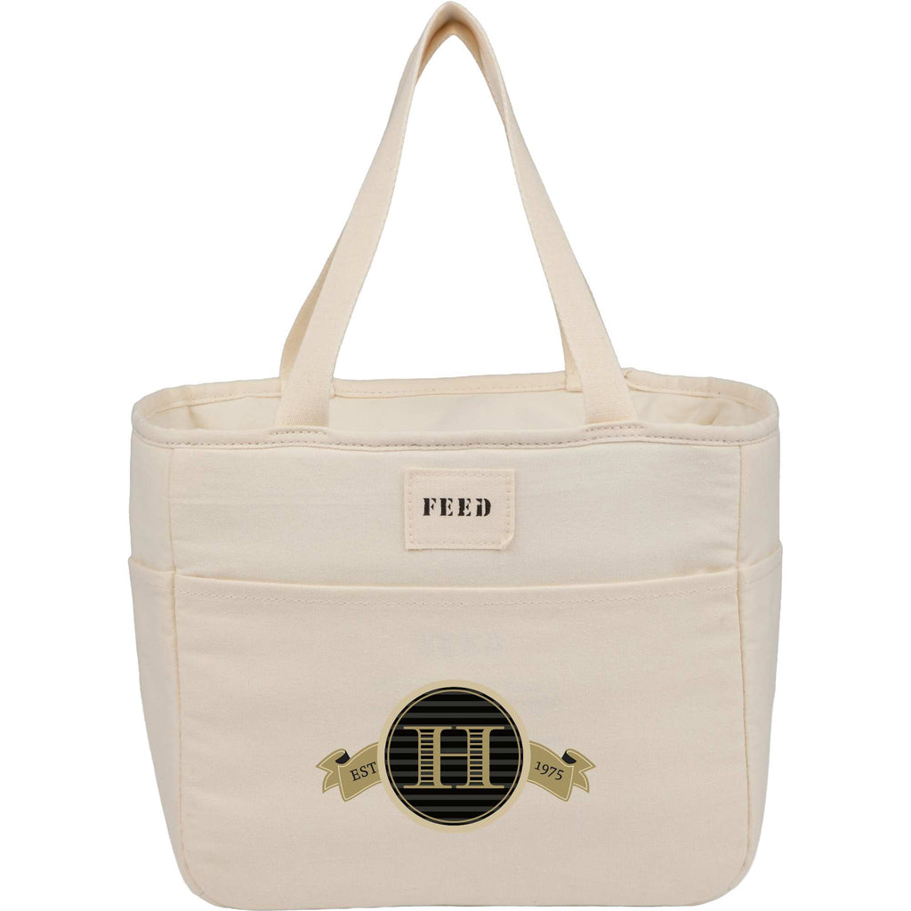 FEED Organic Cotton Lunch Cooler for 9 Cans Embroidery - Natural - Front