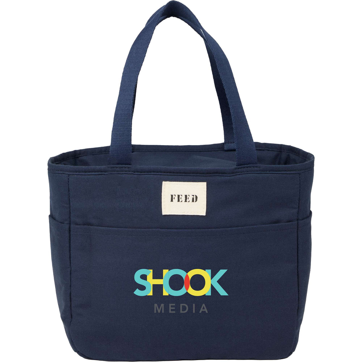 FEED Organic Cotton Lunch Cooler for 9 Cans Embroidery - Navy - Front
