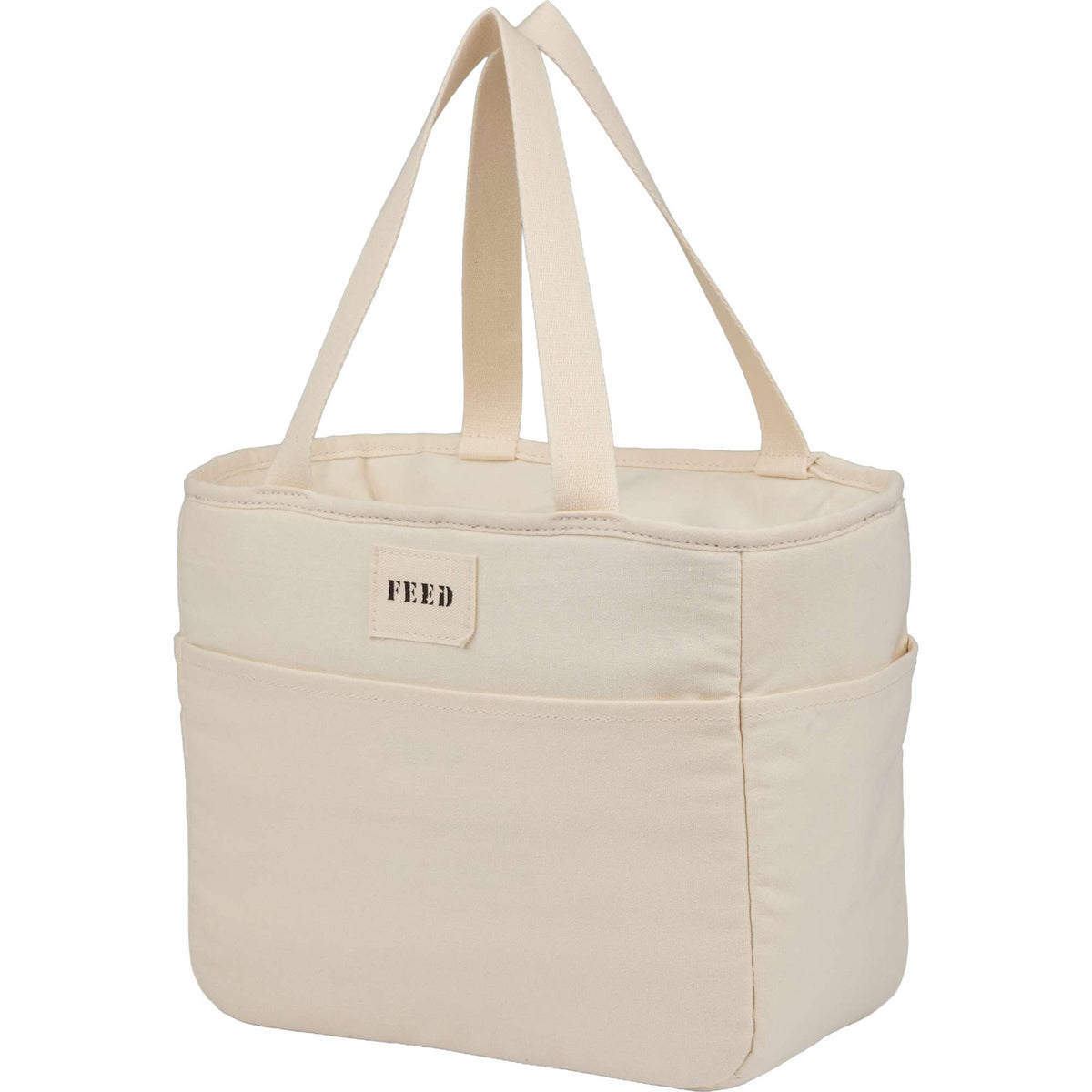 FEED Organic Cotton Lunch Cooler for 9 Cans Transfer - Natural - Left Angle