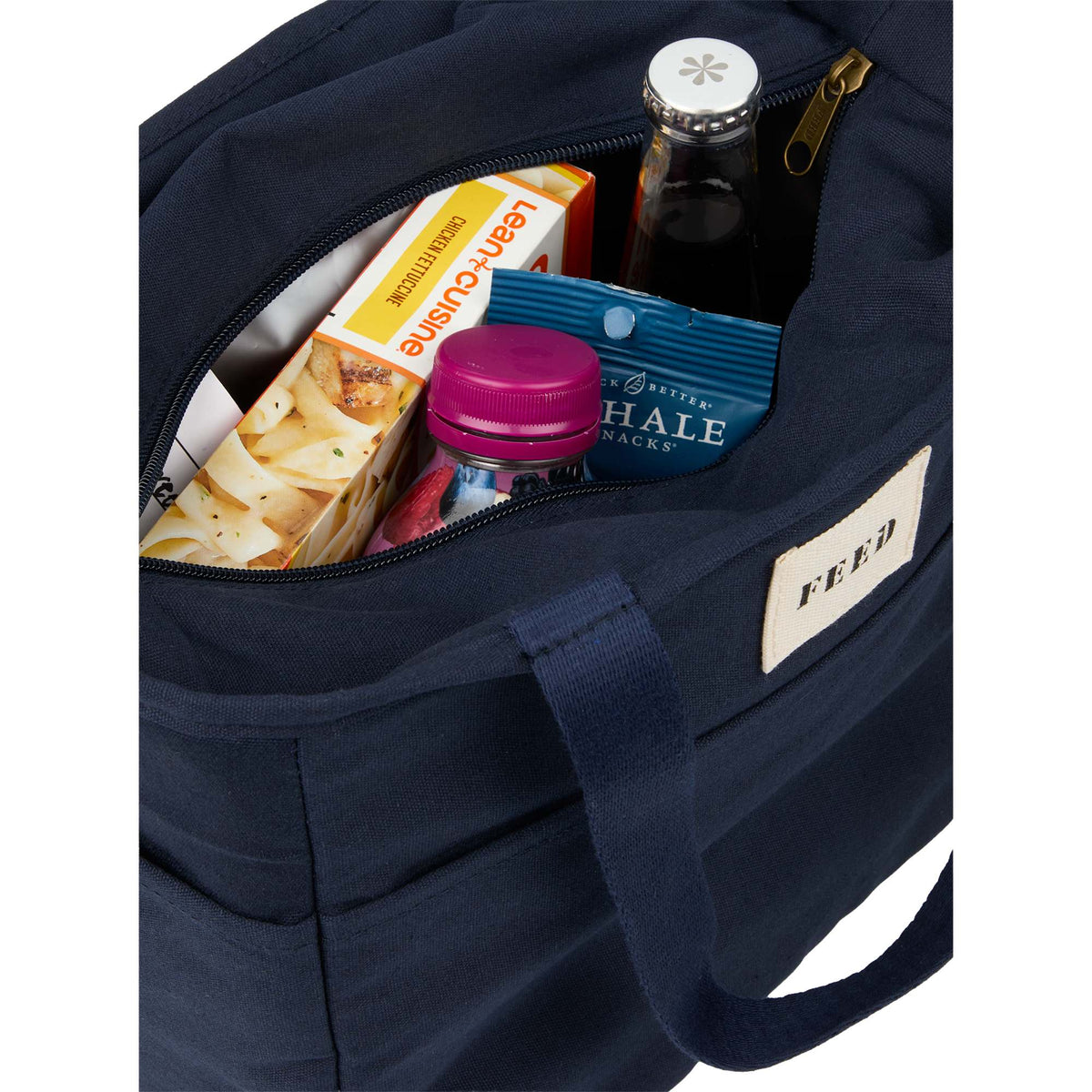 FEED Organic Cotton Lunch Cooler for 9 Cans Transfer - Navy - Propped