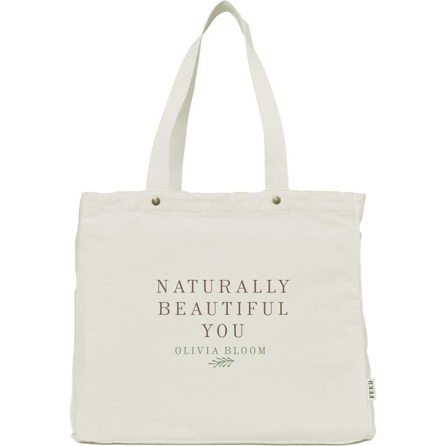 FEED Organic Cotton Tote with Copper Rivets Embroidery