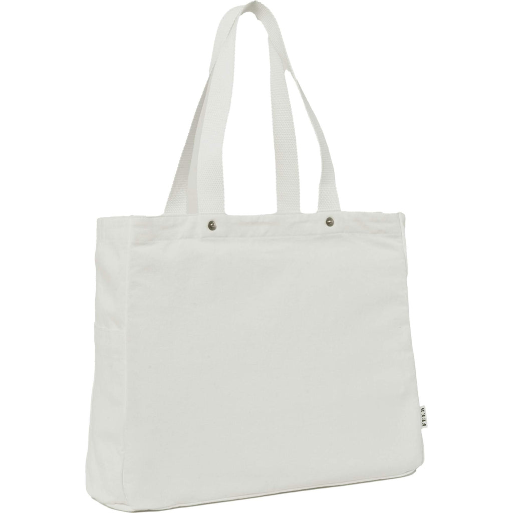 FEED Organic Cotton Tote with Copper Rivets Embroidery - White - Right Angle