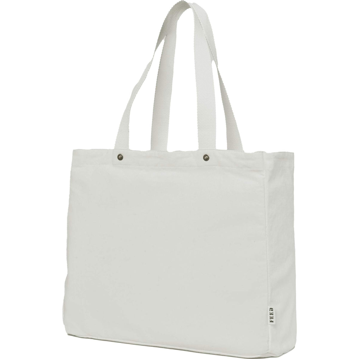 FEED Organic Cotton Tote with Copper Rivets Transfer - White - Left Angle 2