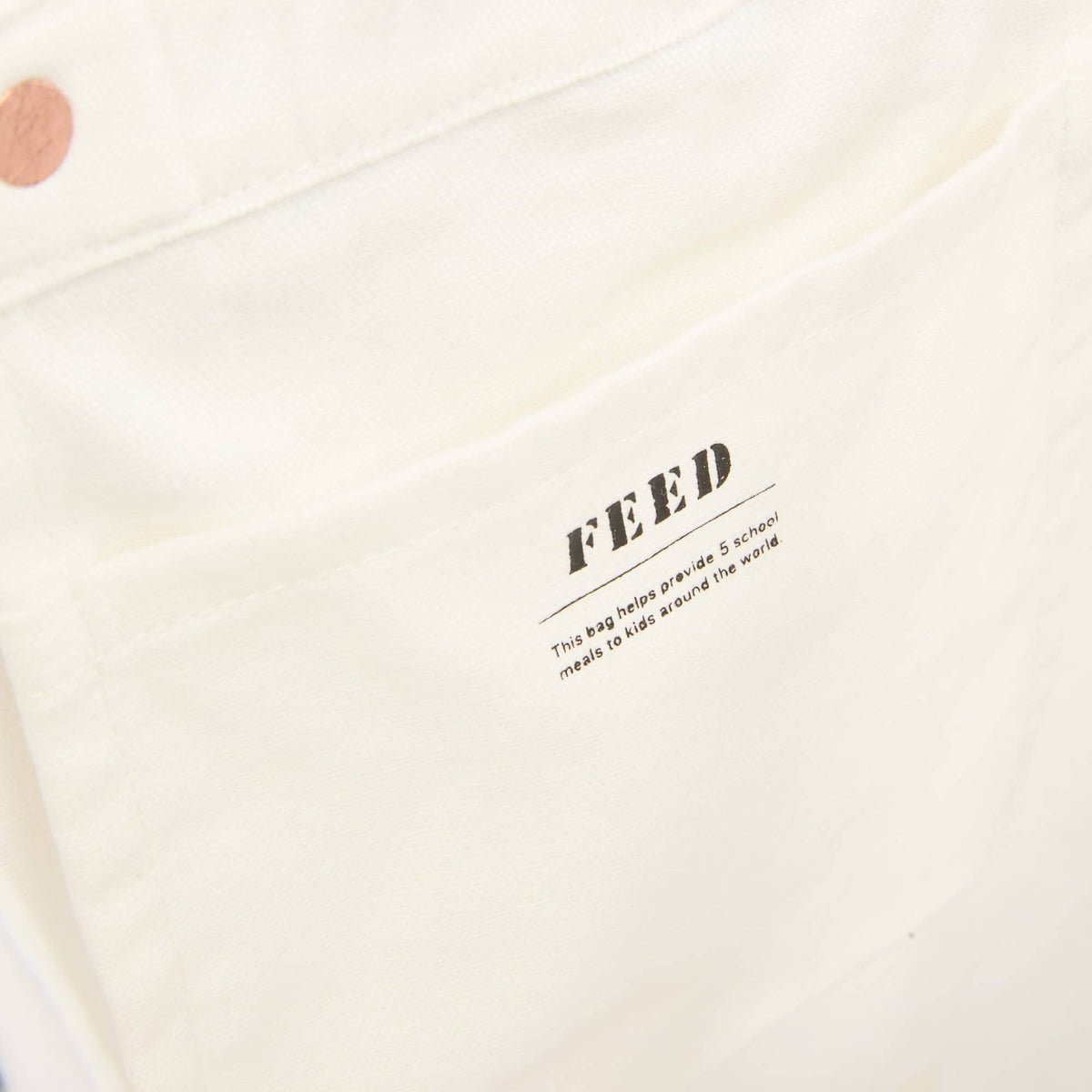 FEED Organic Cotton Tote with Copper Rivets - White - Detail 2