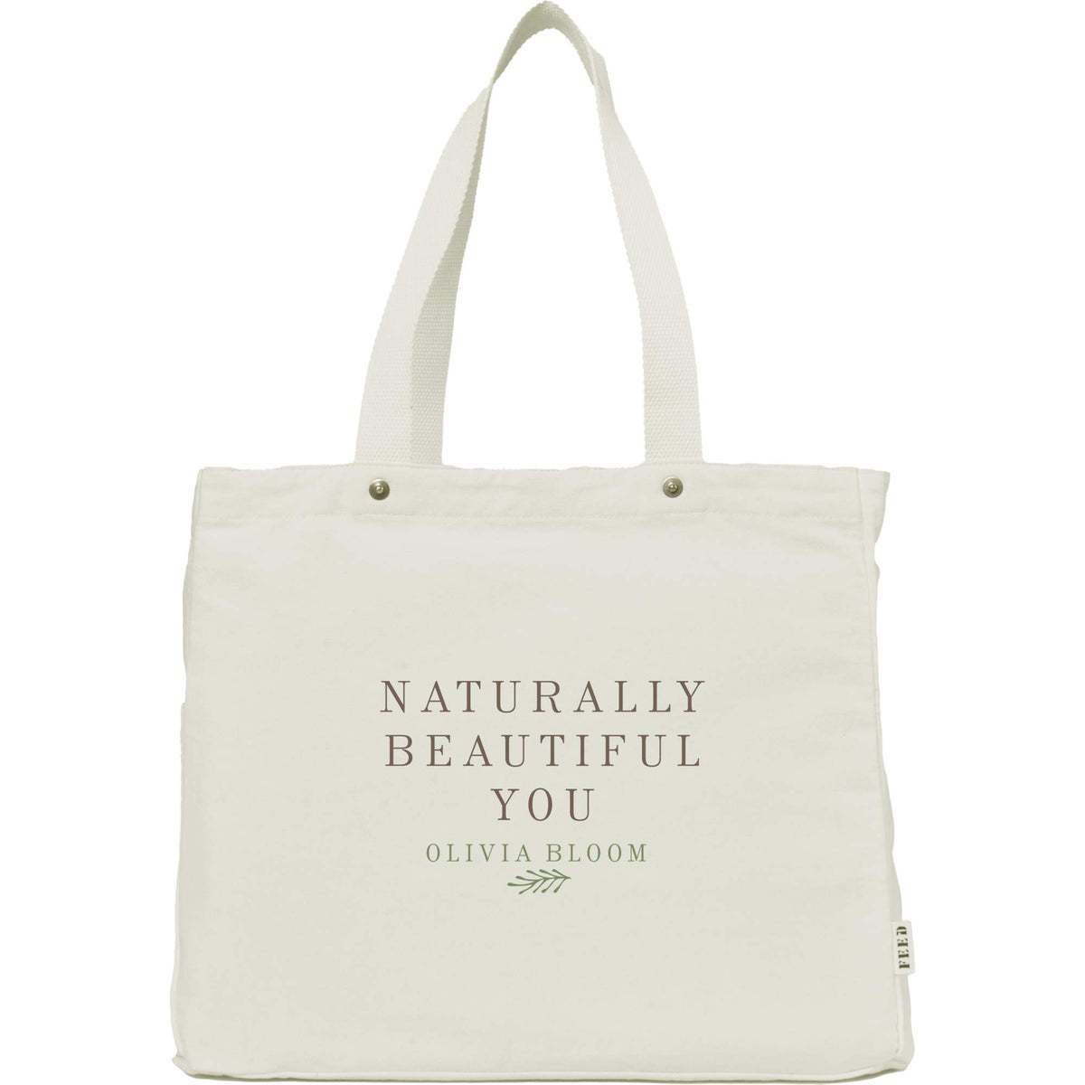 FEED Organic Cotton Tote with Copper Rivets - White - Front