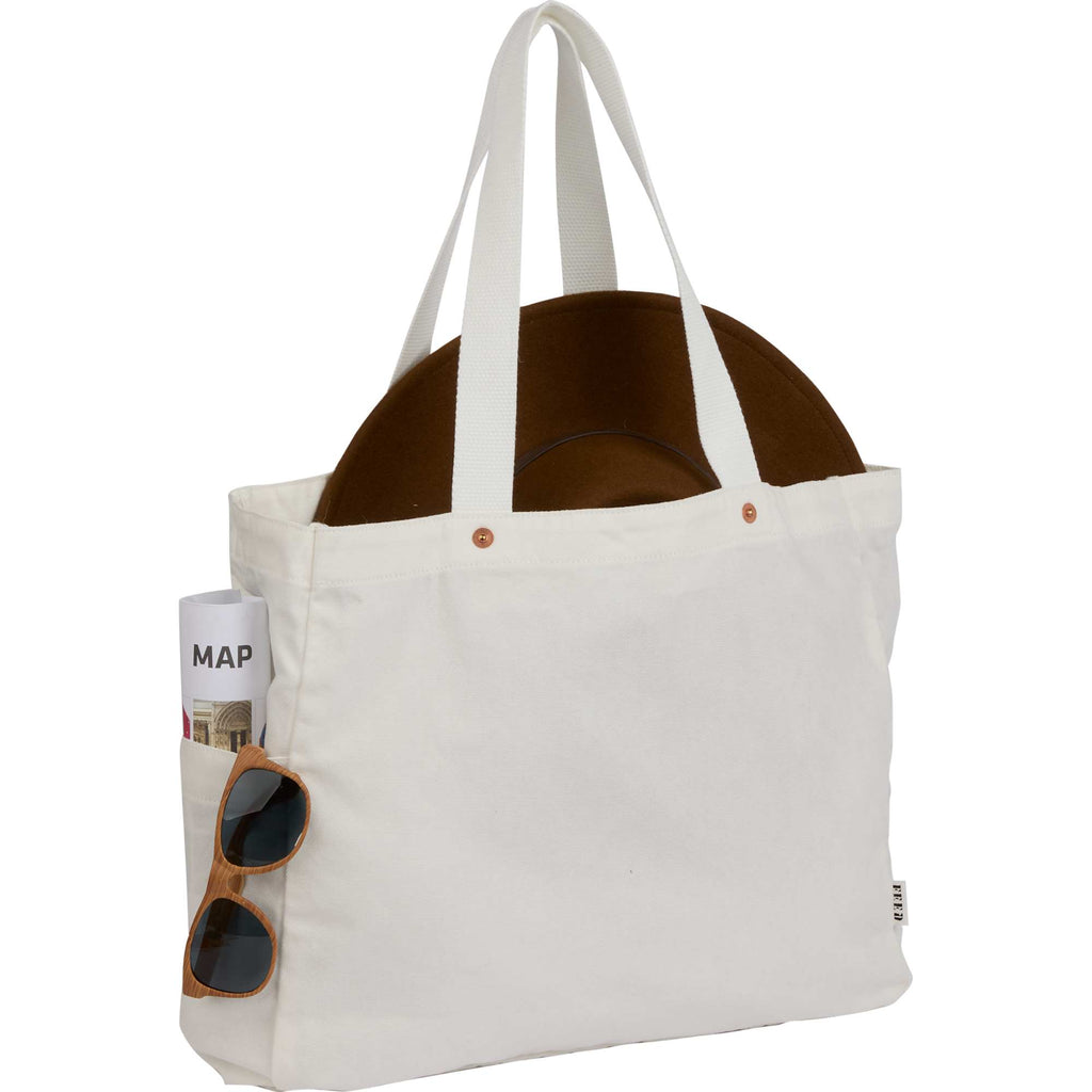 FEED Organic Cotton Tote with Copper Rivets - White - Propped