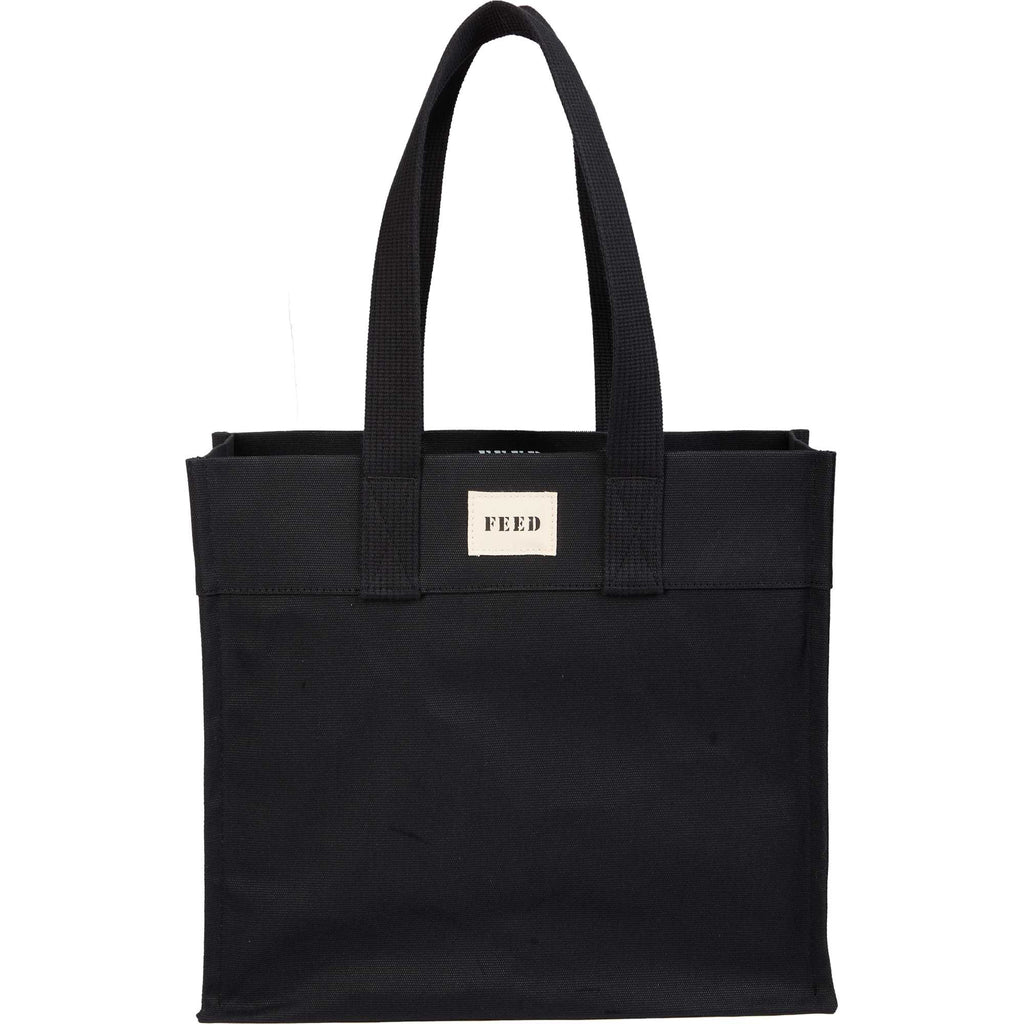 FEED Organic Market Tote with Shoulder Strap Transfer - Black - Front