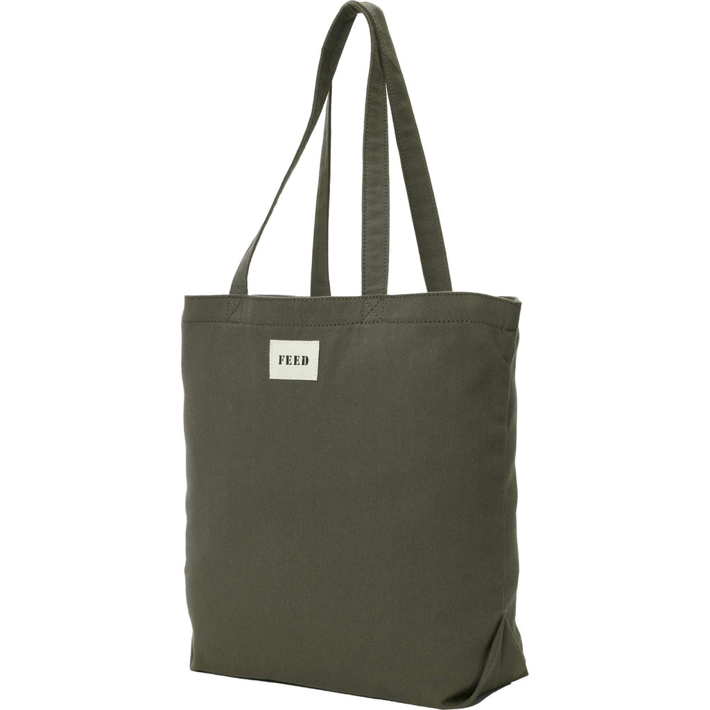 FEED Organic Shopper Tote, 8 oz Transfer - Olive - Left Angle 3