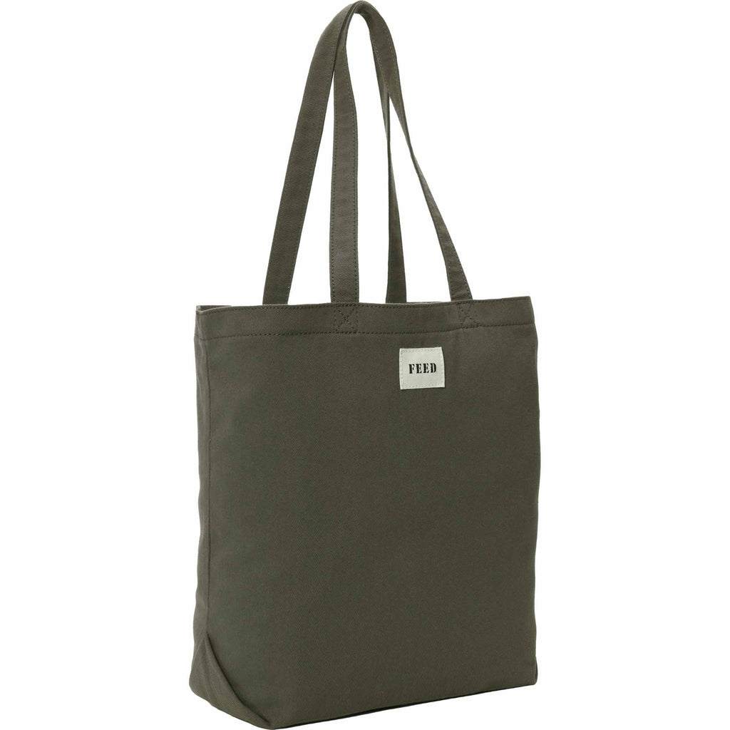FEED Organic Shopper Tote, 8 oz Transfer - Olive - Right Angle 2