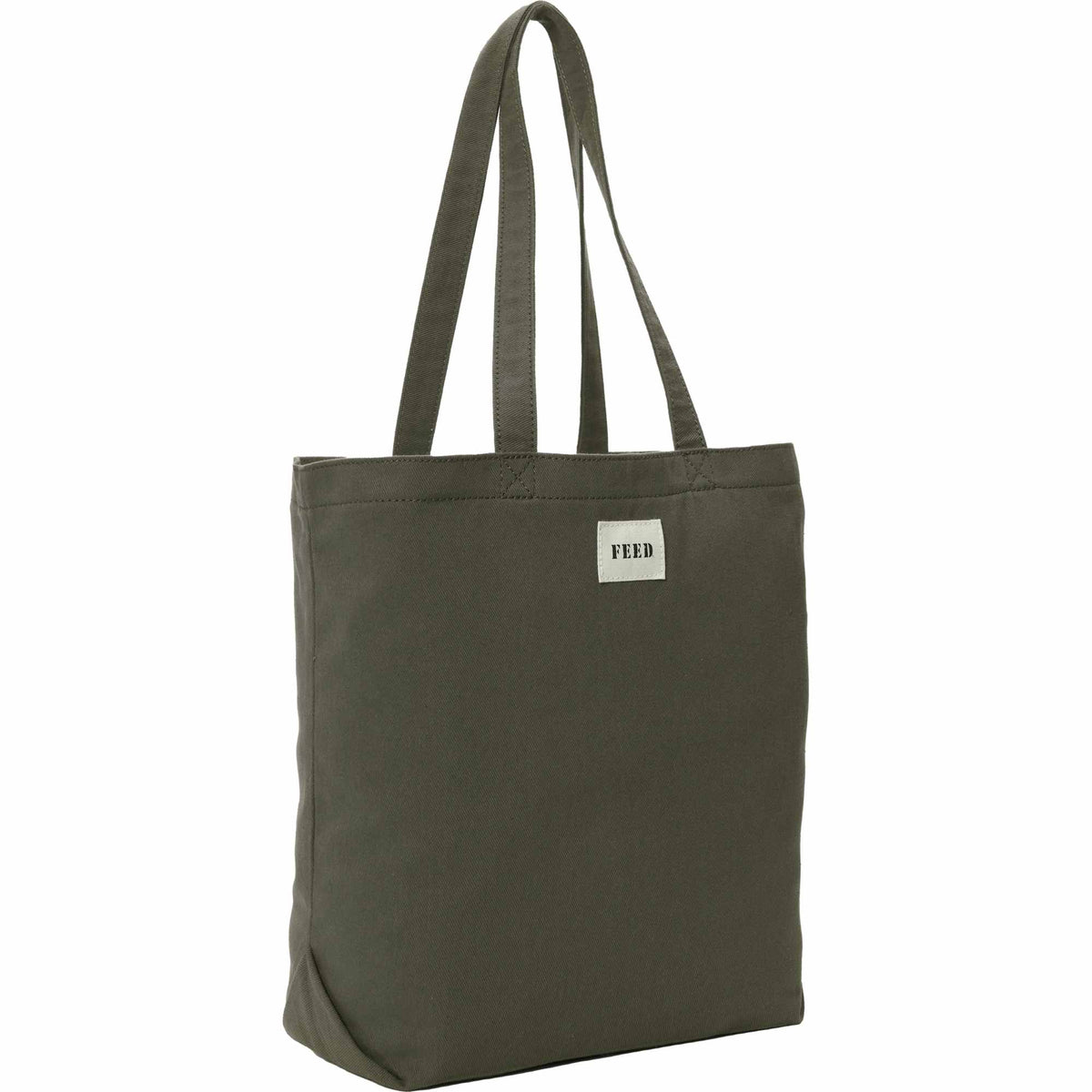 FEED Organic Shopper Tote, 8 oz Transfer - Olive - Right Angle 2