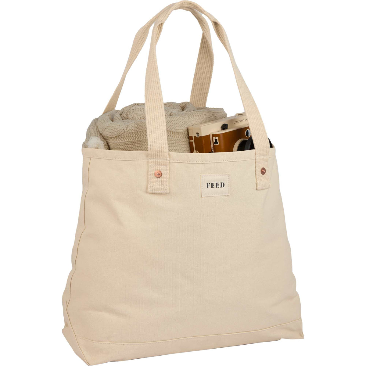 FEED Organic Weekend Tote, 12 oz - Natural - Propped 2