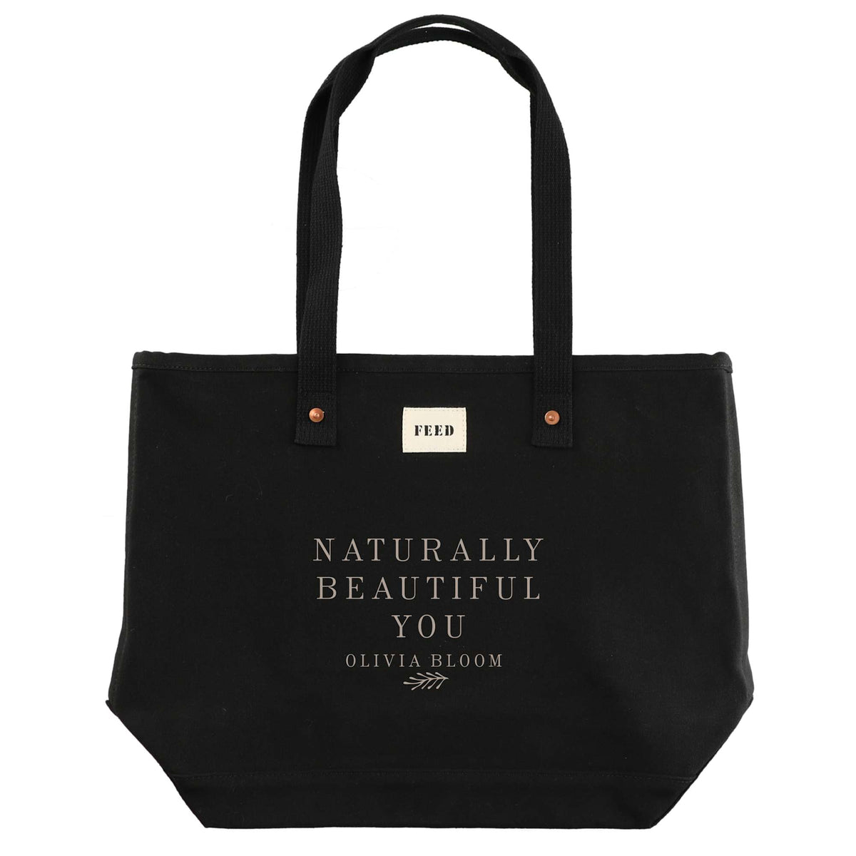 FEED Organic Weekend Tote, 12 oz Transfer - Black - Front