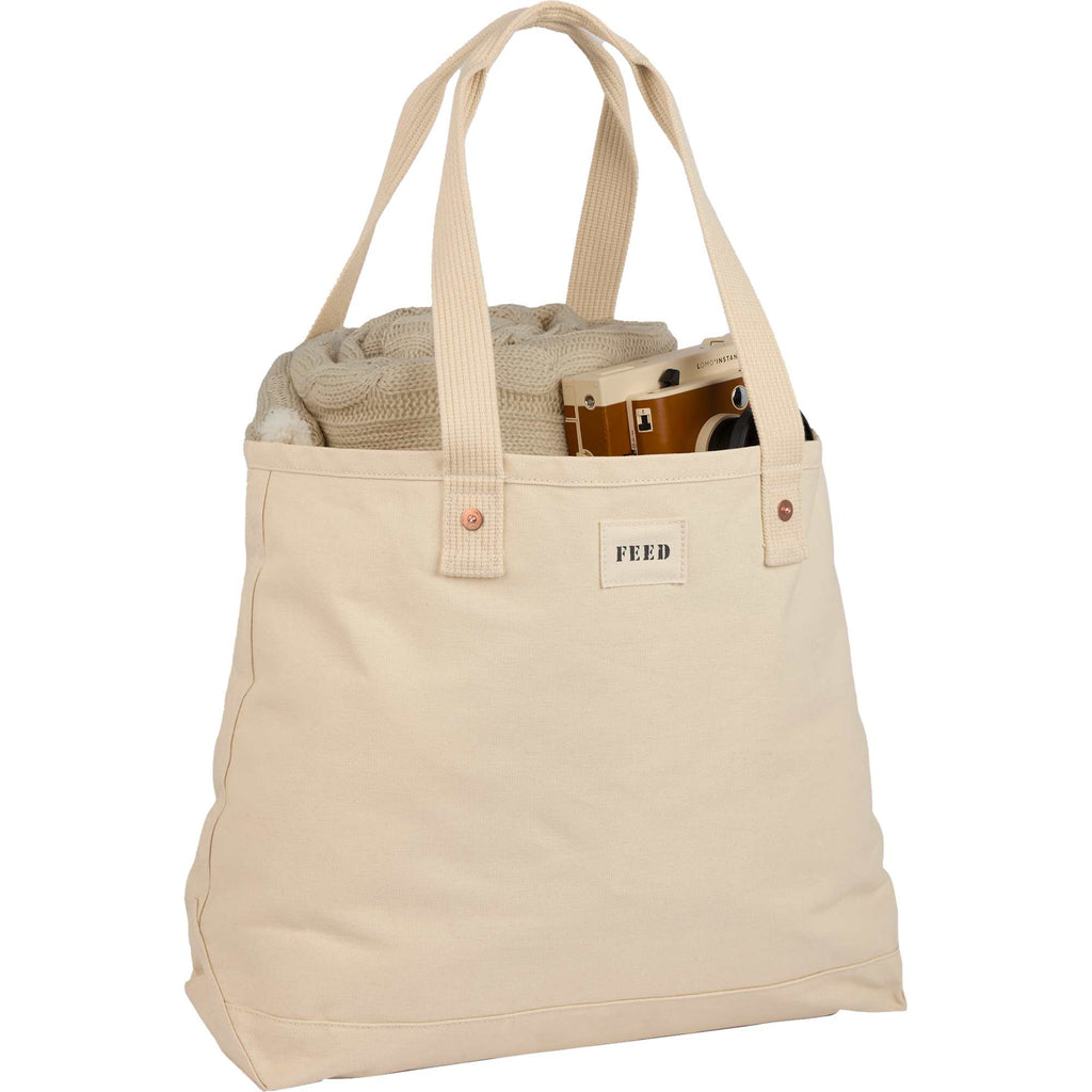FEED Organic Weekend Tote, 12 oz Transfer - Natural - Propped 2
