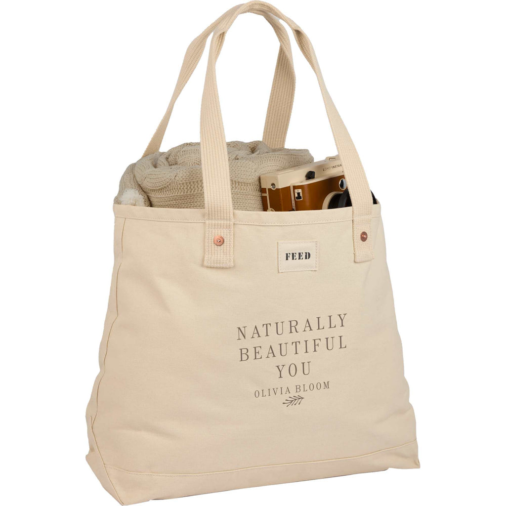 FEED Organic Weekend Tote, 12 oz Transfer - Natural - Propped