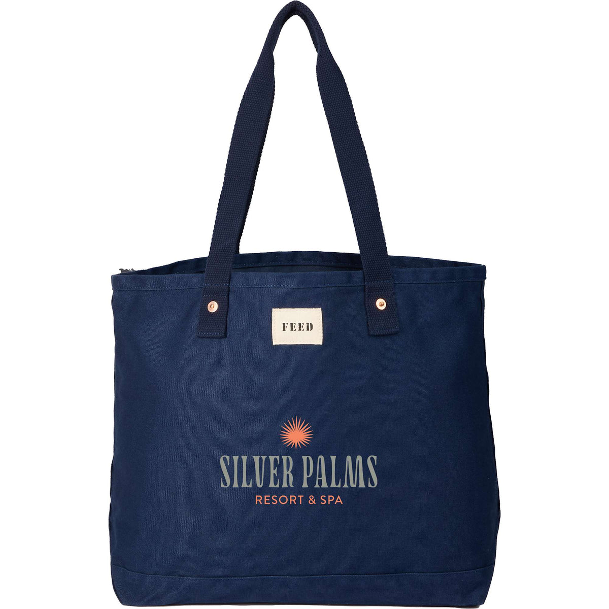 FEED Organic Weekend Tote, 12 oz Transfer - Navy - Front