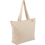 FEED Organic Zippered Tote with Brass D-Ring Transfer - Natural - Right Angle