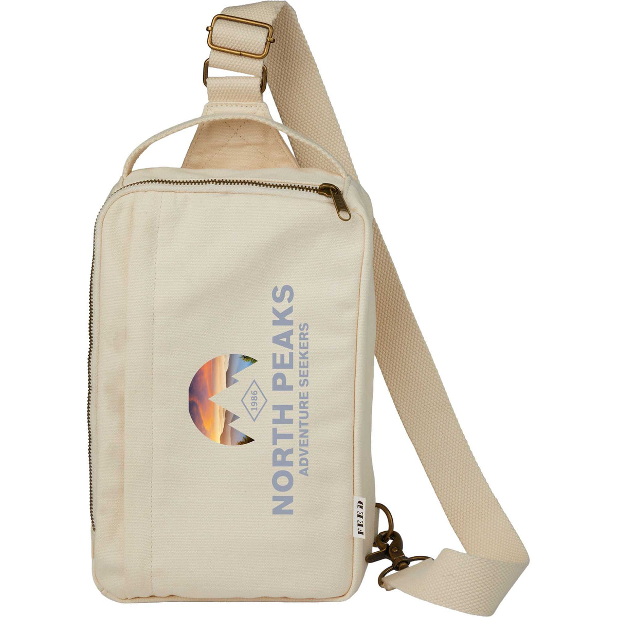 FEED Sling Backpack in Organic Cotton - Natural - Front