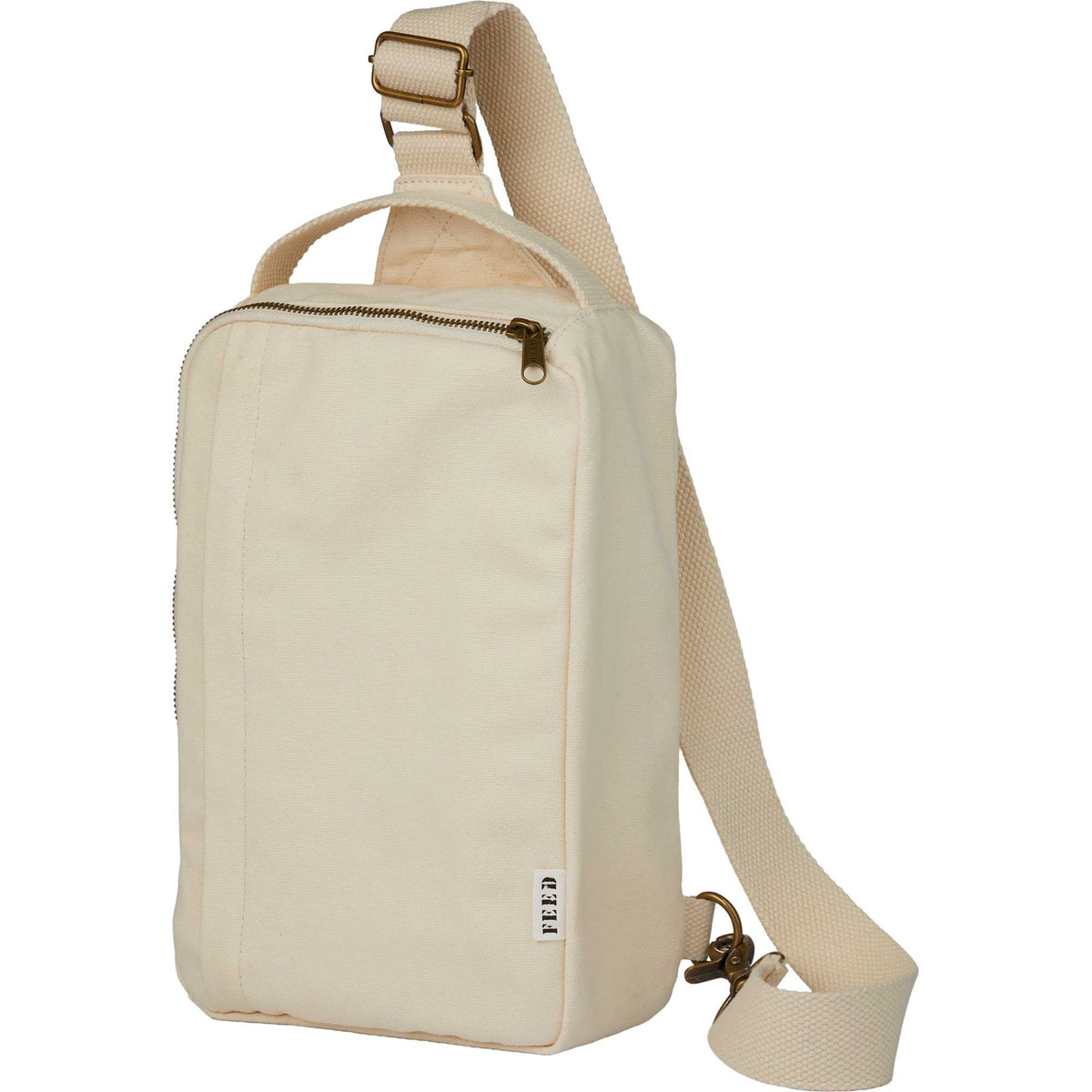FEED Sling Backpack in Organic Cotton - Natural - Left Angle
