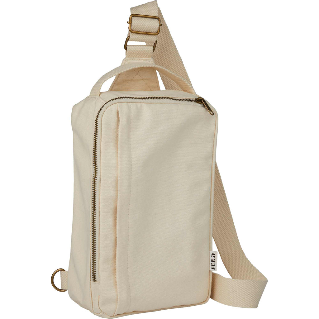 FEED Sling Backpack in Organic Cotton Transfer - Natural - Right Angle
