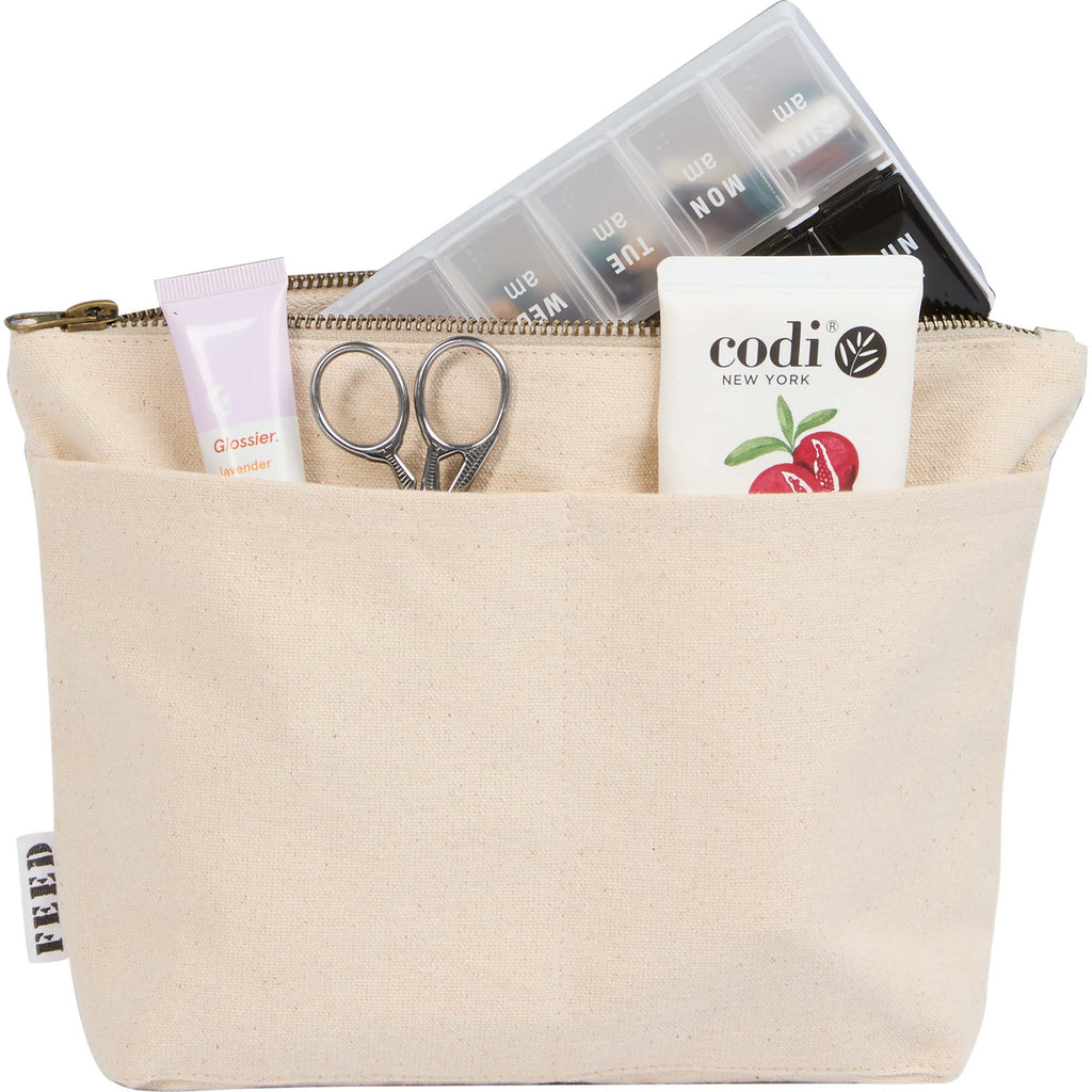 FEED Standing Pouch in GOTS Organic Cotton Transfer - Natural - Front Propped