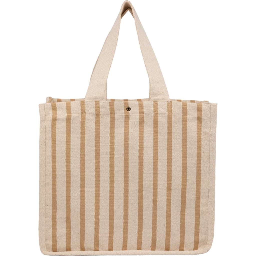 FEED Striped Cotton and Jute Tote Embroidery - Natural - Back