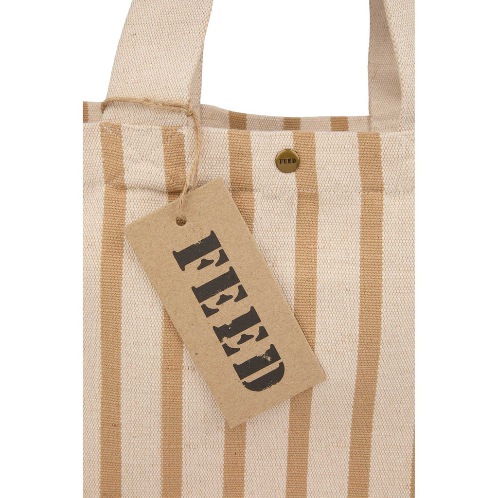 FEED Striped Cotton and Jute Tote Embroidery - Natural - Detail 3