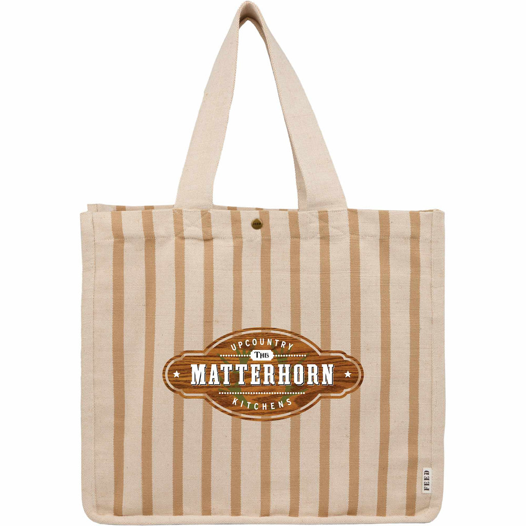 FEED Striped Cotton and Jute Tote Transfer - Natural - Front