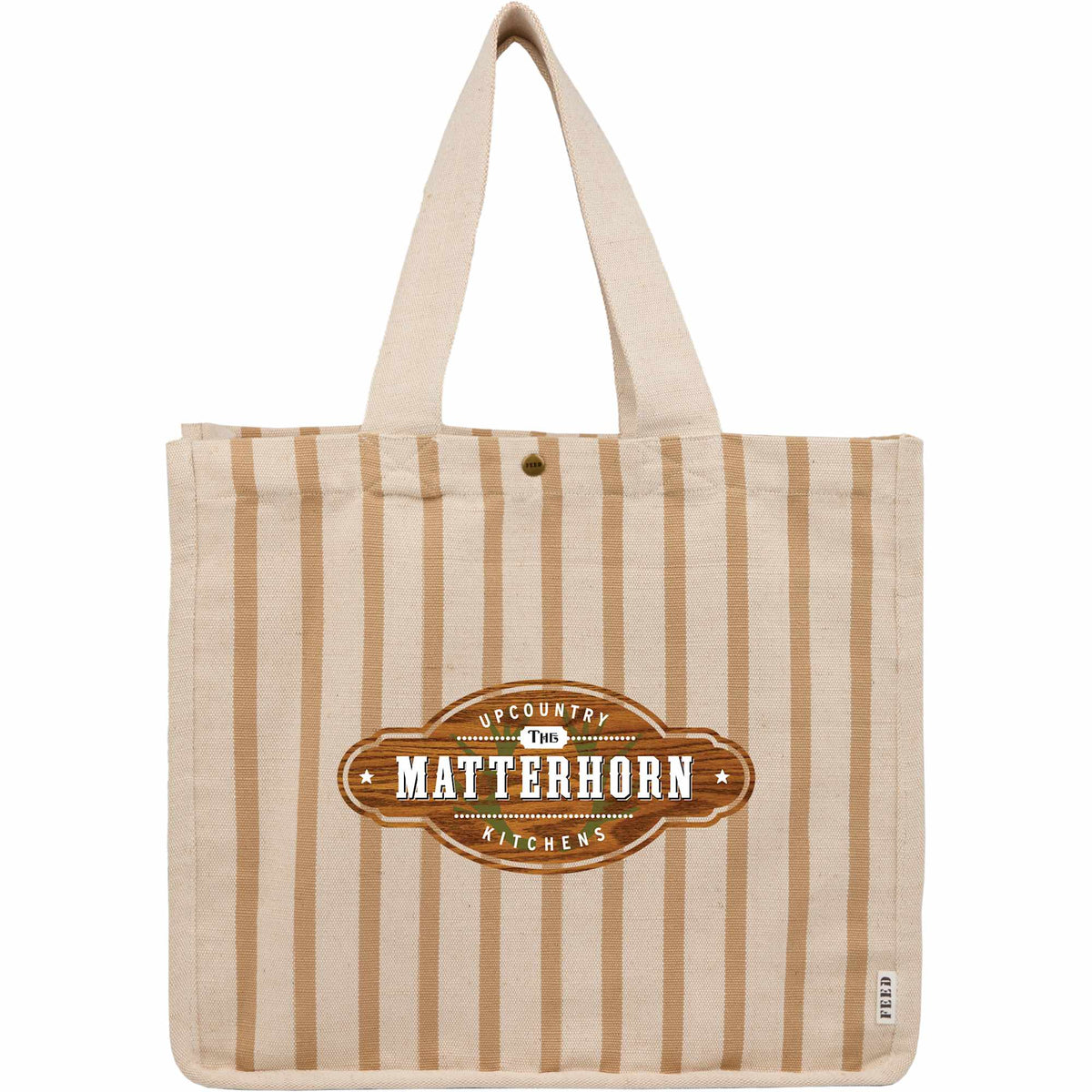 FEED Striped Cotton and Jute Tote Transfer - Natural - Front