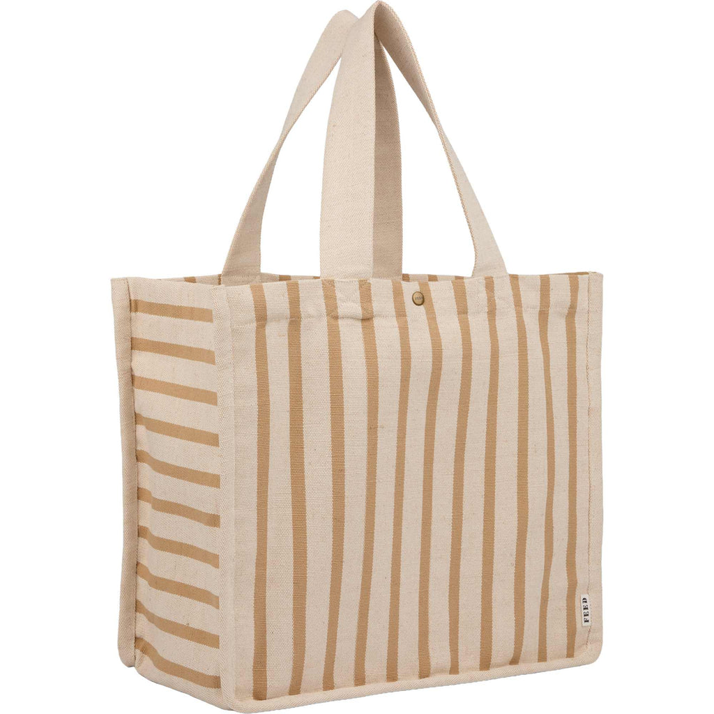 FEED Striped Cotton and Jute Tote Transfer - Natural - Right Angle