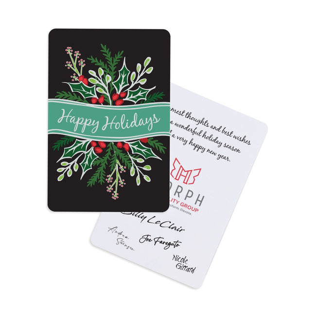 Festive Flourish Happy Holidays Card, 7 x 5 Inches Full Color