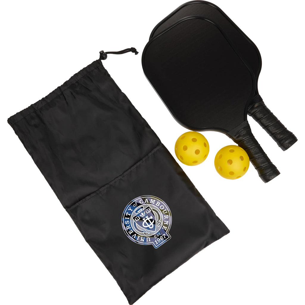Fiberglass Pickleball Paddle Set with Indoor Balls - Black - Front 2